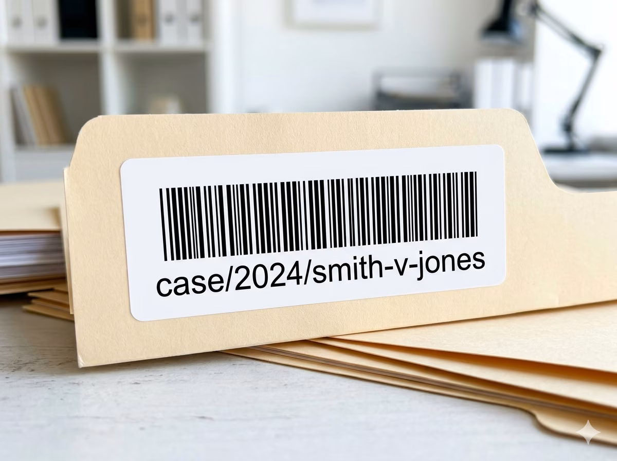 Штрихкод Code 39 Extended на титульном листе документа для отслеживания файлов