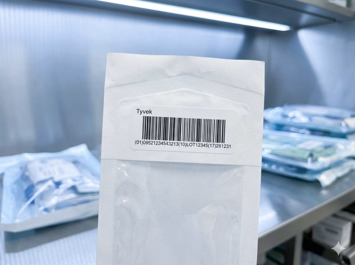 GS1 DataBar Expanded barcode on pharmaceutical packaging encoding GTIN, lot, and expiration date