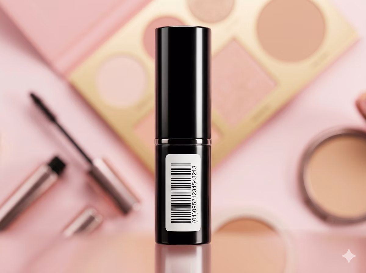 GS1 DataBar Stacked barcode on a cosmetics or personal care product label