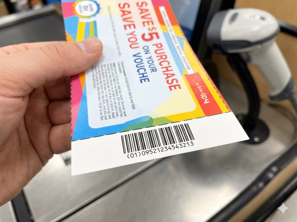 GS1 DataBar Stacked barcode on a retail coupon for POS redemption