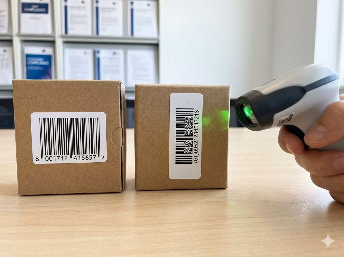 GS1 DataBar Stacked barcode for GS1 Sunrise programme compliance testing