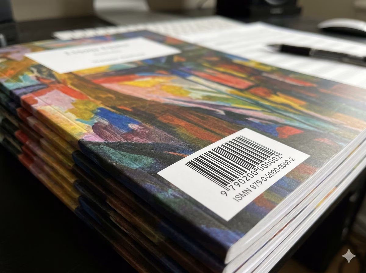 ISMN barcode on an individual orchestral part for library inventory tracking